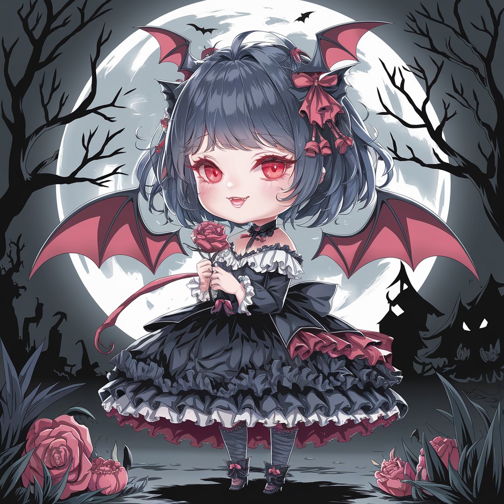 Midnight Wings – Dark Chibi Art Fantasy