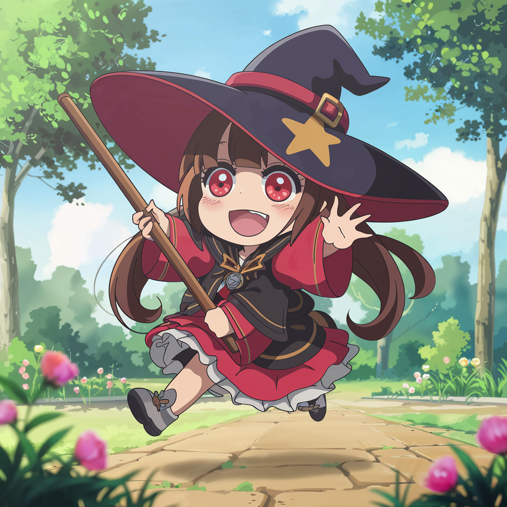 Mystic Bloom – Playful Witch Chibi Art