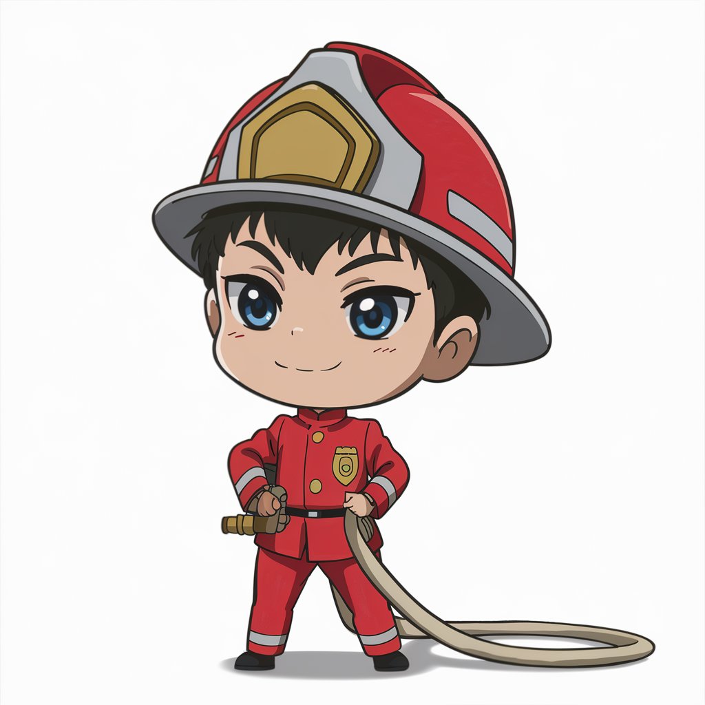 Blazing Courage: Firefighter Chibi Art