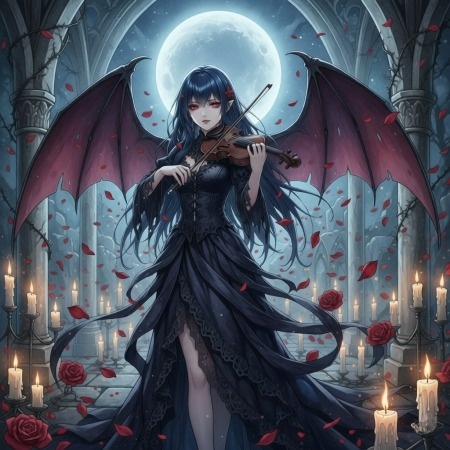 Midnight Wings – Dark Chibi Art Fantasy