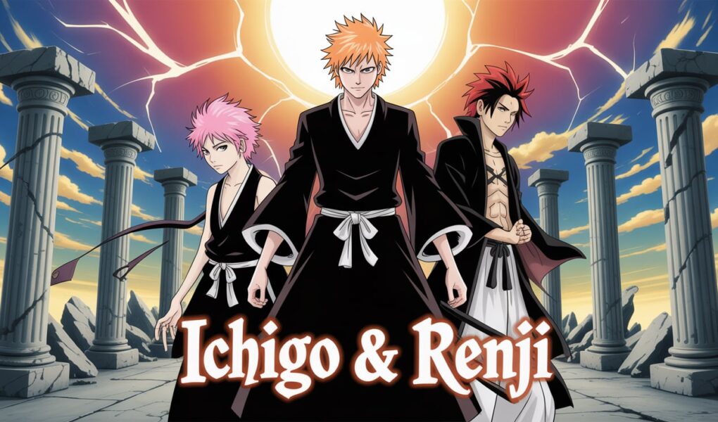 Anime Digital Art: Ichigo, Renji, & Rukia - Bleach Manga Style Banner