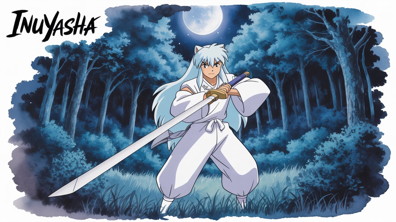 Inuyasha Art: Half-Demon with Tessaiga - Classic Anime Banner!