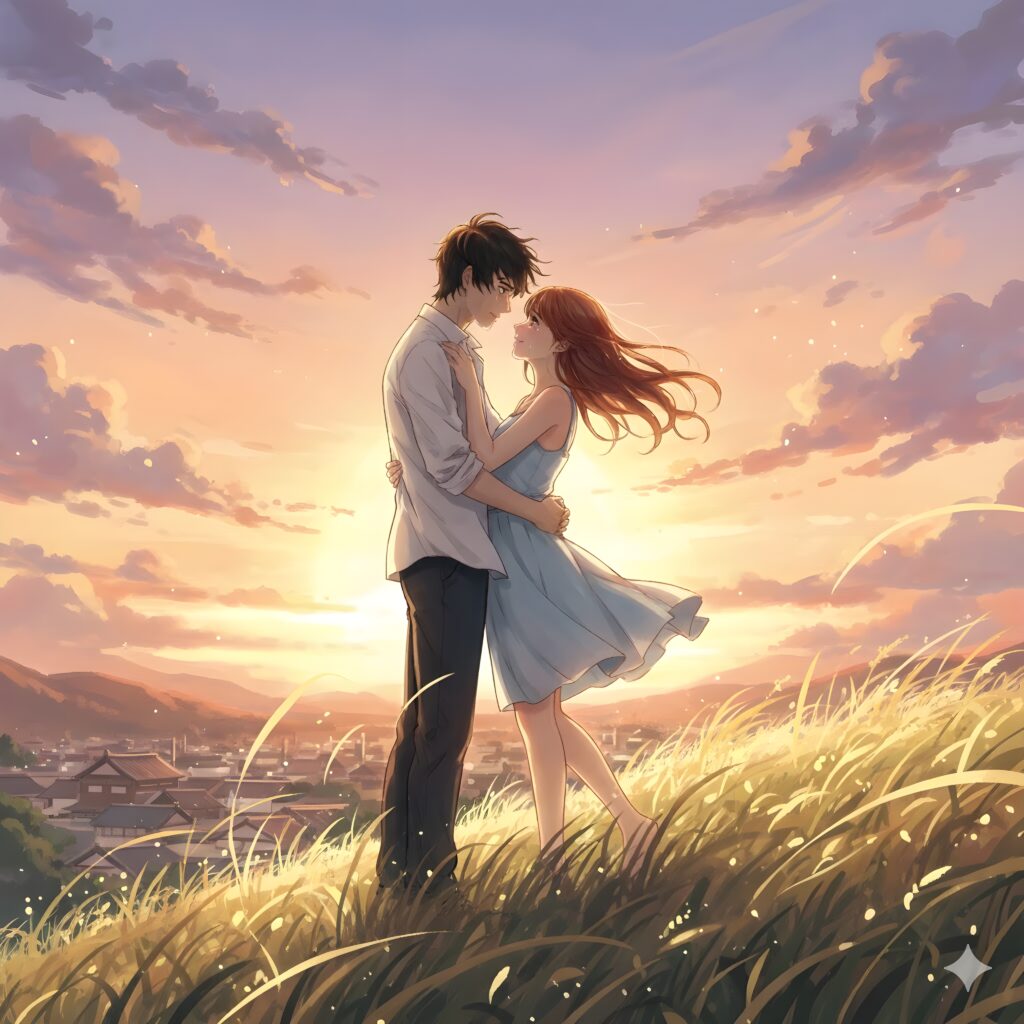 Cherry Blossom Moments | Soft Aesthetic Couple Art