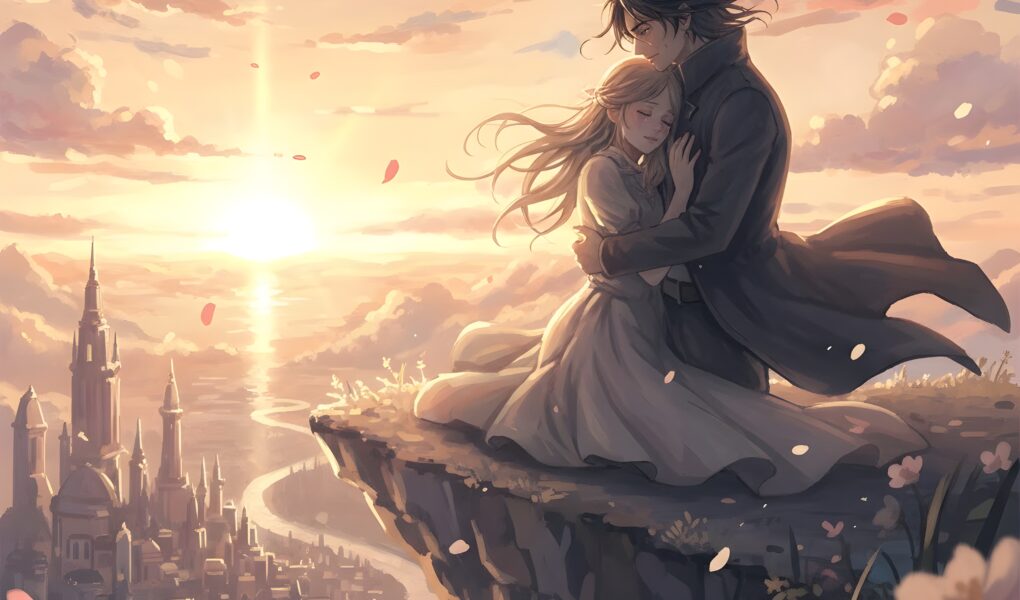 Cherry Blossom Moments | Soft Aesthetic Couple Art