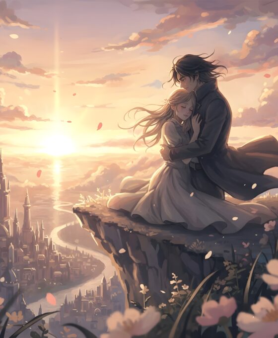 Cherry Blossom Moments | Soft Aesthetic Couple Art