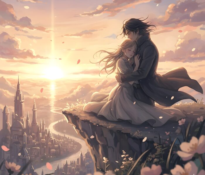 Cherry Blossom Moments | Soft Aesthetic Couple Art