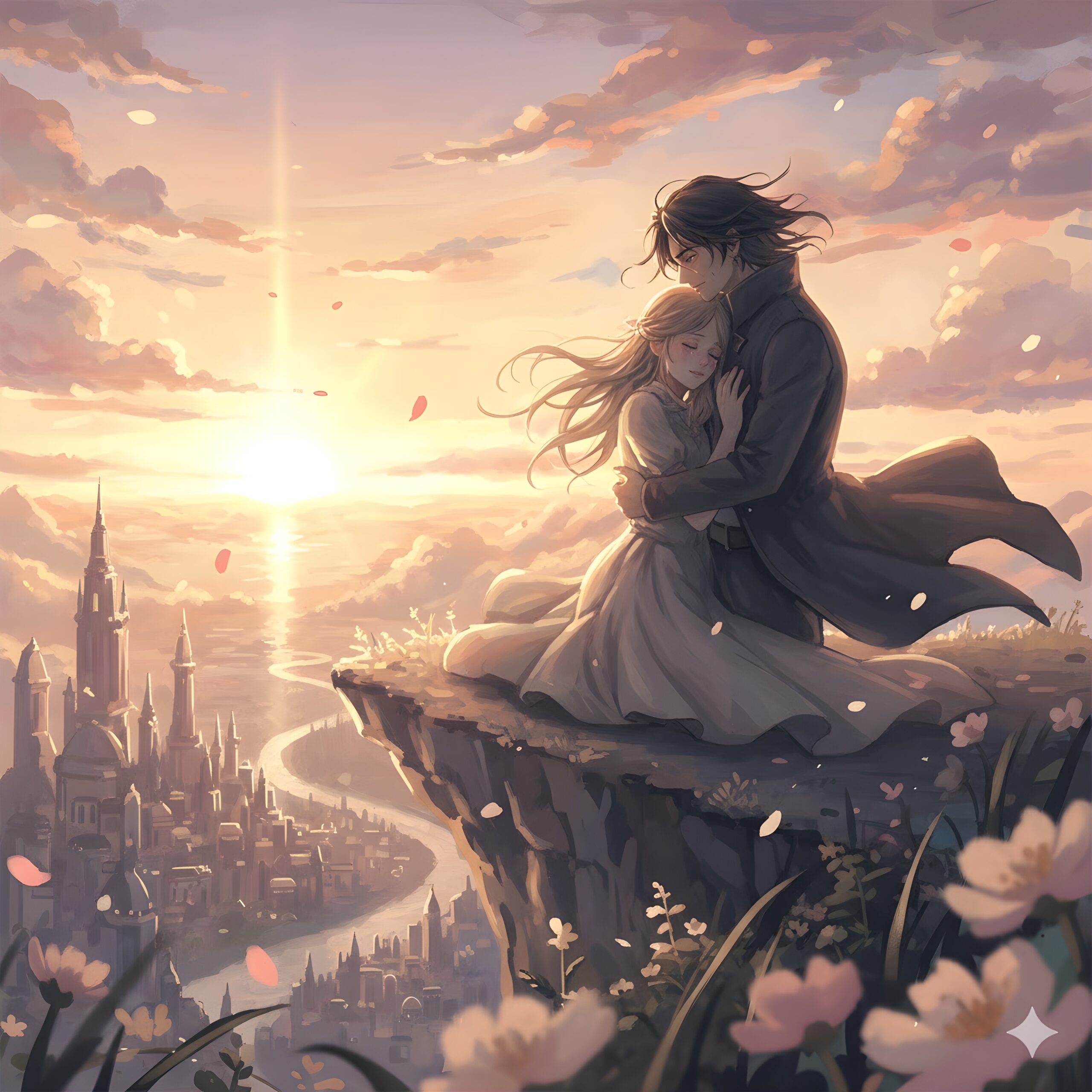 Cherry Blossom Moments | Soft Aesthetic Couple Art