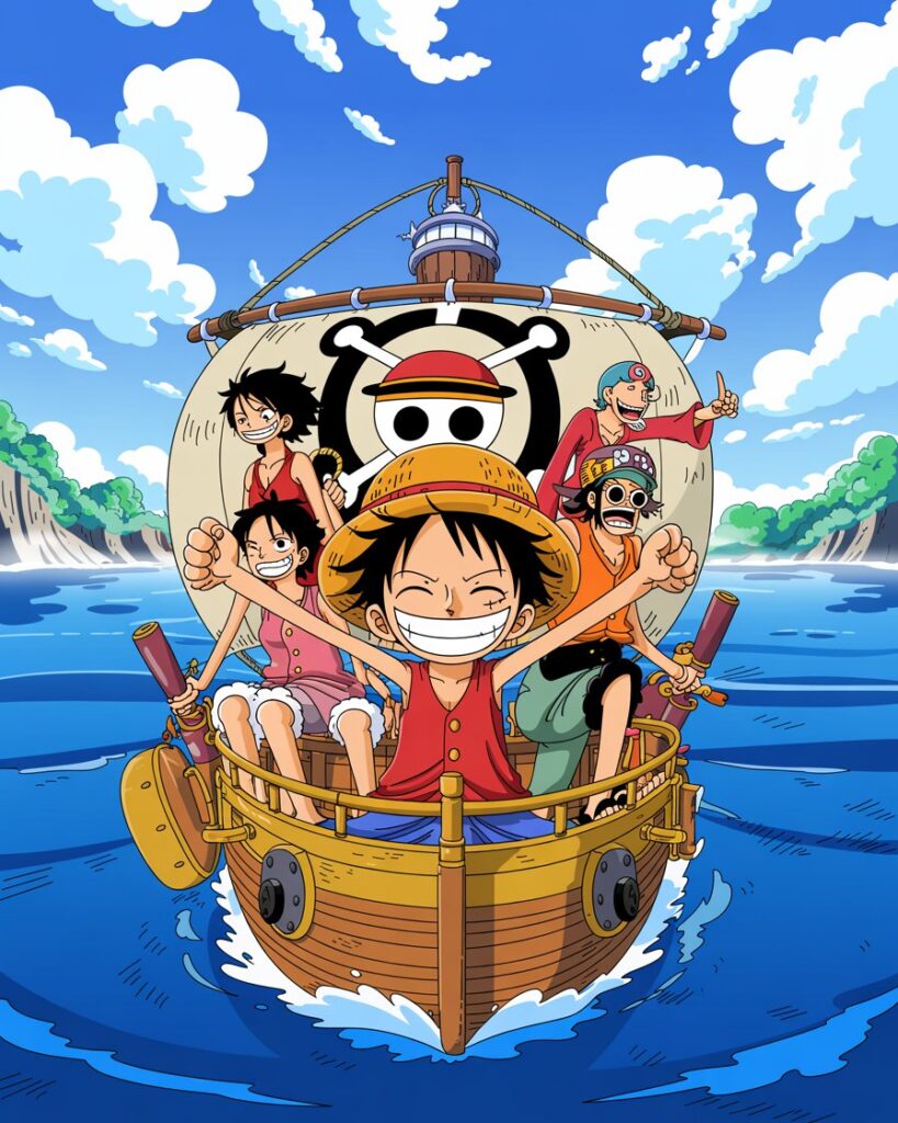 One Piece manga review with Monkey D. Luffy standing on a ship