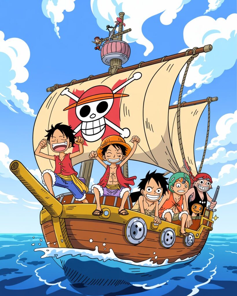One Piece manga review with Monkey D. Luffy standing on a ship