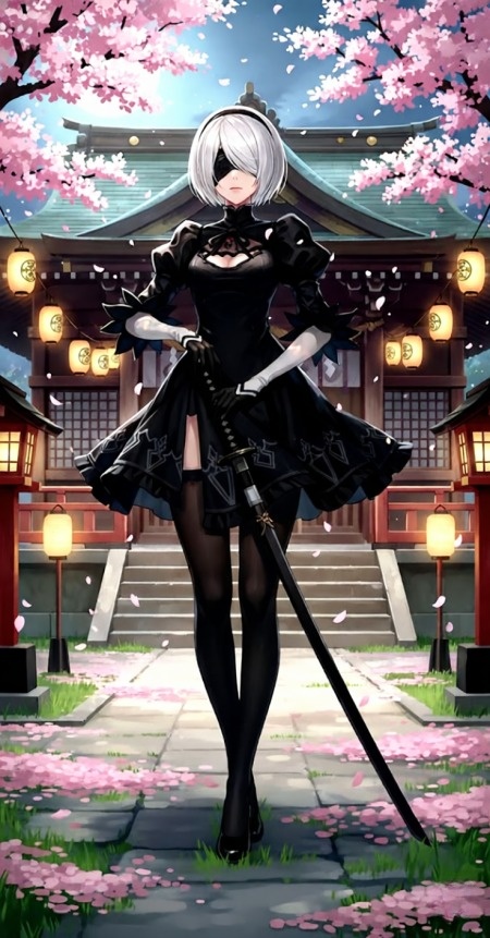 Yohra 2B Character Art: Celestial Shadows in Anime Style