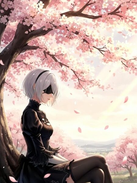 Yohra 2B Character Art: Celestial Shadows in Anime Style