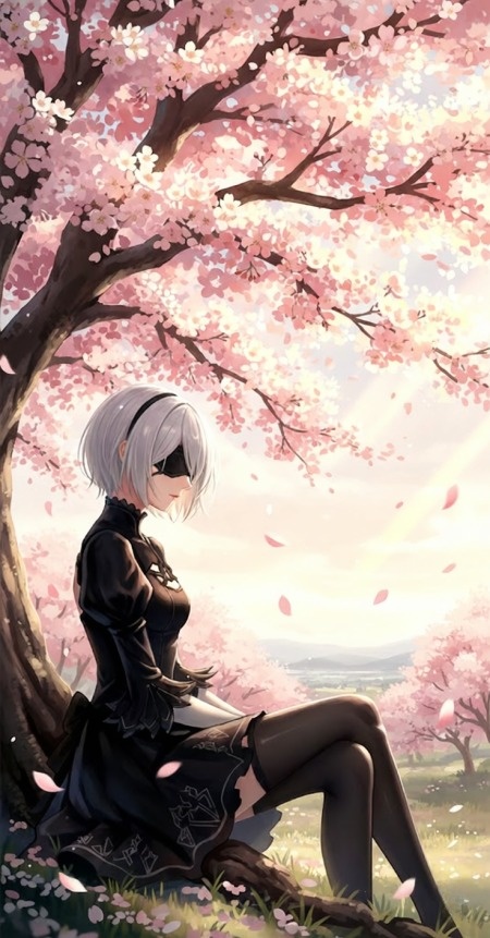 Yohra 2B Character Art: Celestial Shadows in Anime Style