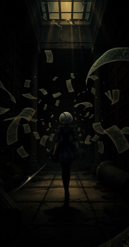 Yohra 2B Character Art: Celestial Shadows in Anime Style