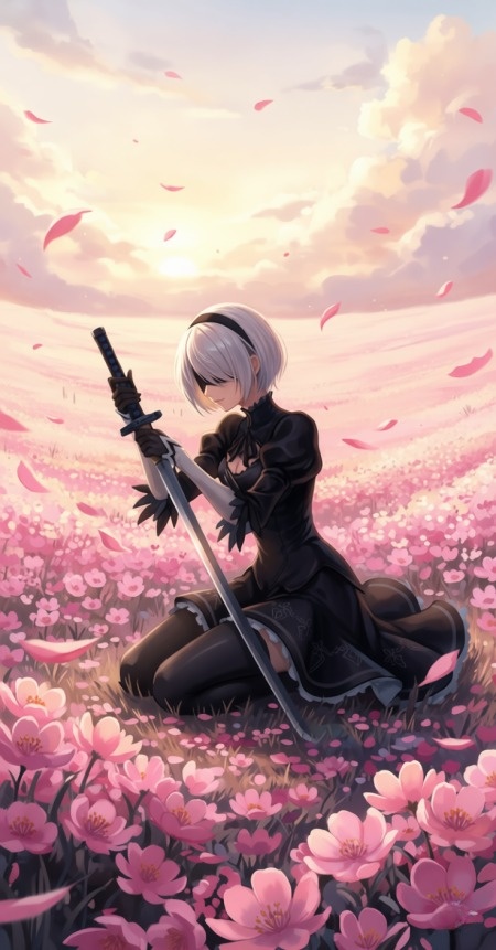 Yohra 2B Character Art: Celestial Shadows in Anime Style